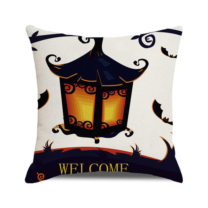 Halloween Bat Crow Pumpkin Print Cushion Cover Home Living Room Sofa Decoration Throw Pillow Cover