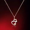 Women's Red Agate & White Mother-of-Pearl Pendant Necklace with 18k Rose Gold and Diamond Accents on a 925 Silver-Plated Clavicle Chain