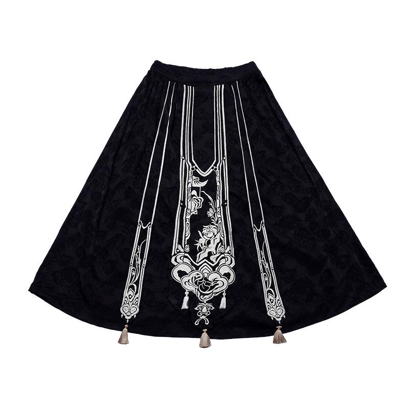 

Весна/Лето 2024 Женская Юбка Миди в Этническом Стиле с Высокой Посадкой и Высококачественной Вышивкой с Цветочным Узором One Size чёрный