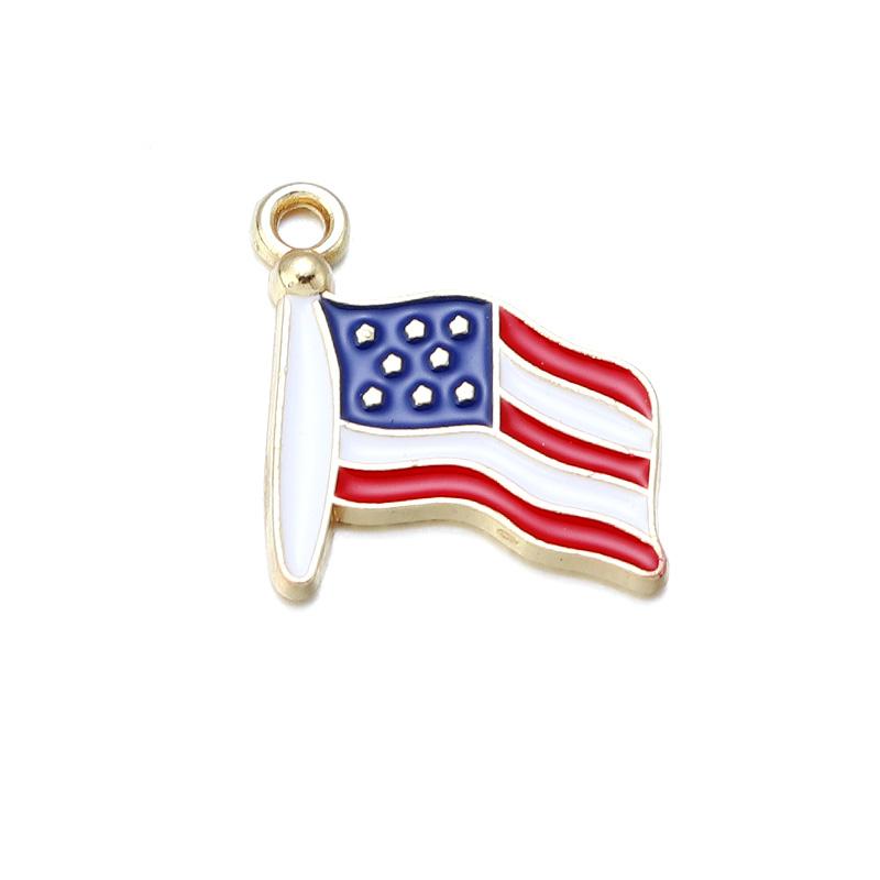 

10pcs/Lot Bow Tie Star Heart Shape Independence Day Enamel Charms for Jewelry Making American Flag Charm Pendant DIY Necklace