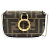 Great FENDI Nano bucket FF Logo Metal Zucca Pattern 2-Way Chain Shoulder Pouch Used