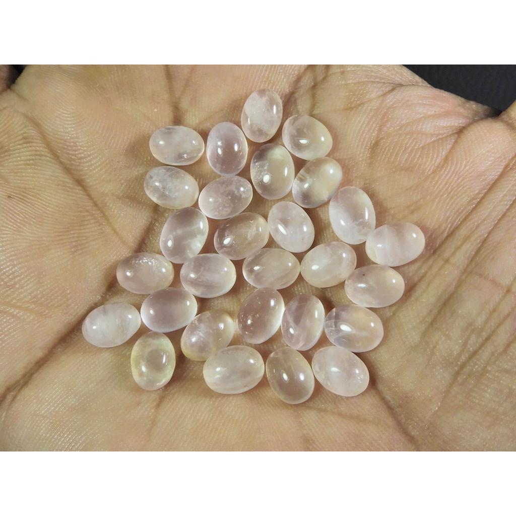 6X8MM Natural Rose Quartz Oval Cabochon Loose Gemstone 28Pcs Lot 41Cts. A-332