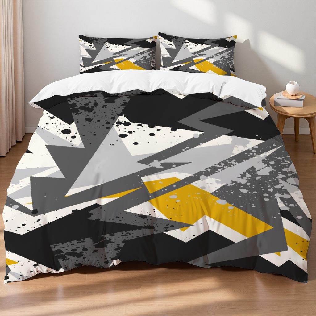 Luxury Brown Black Houndstooth Bedding Set Classic Print Duvet Cover Pillowcase Breathable Wrinkle-Free For Bedroom Decor