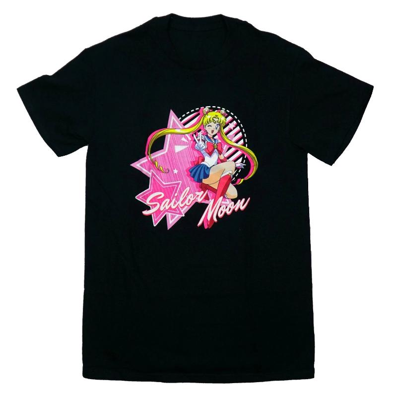 Japanese Anime Sailor Moon New T-shirt Pink Star Wink Men's T-shirt Summer New Retro Men's and Women's Streetwear