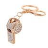 Keychain Alloy Electroplated Whistle Shape Key Chain with Dazzling Colorful Rhinestones Lobster Clasp Key Ring Backpack