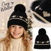 Girls Cute Knitted with Gold Thread Heart and Ear, Warm Winter Hat for Kids
