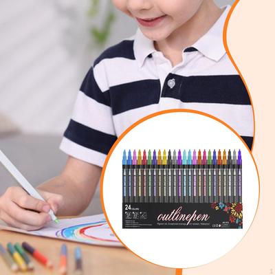 Double Line Outline Markers Craft Pens School Supplies Highlighter for Making Cards