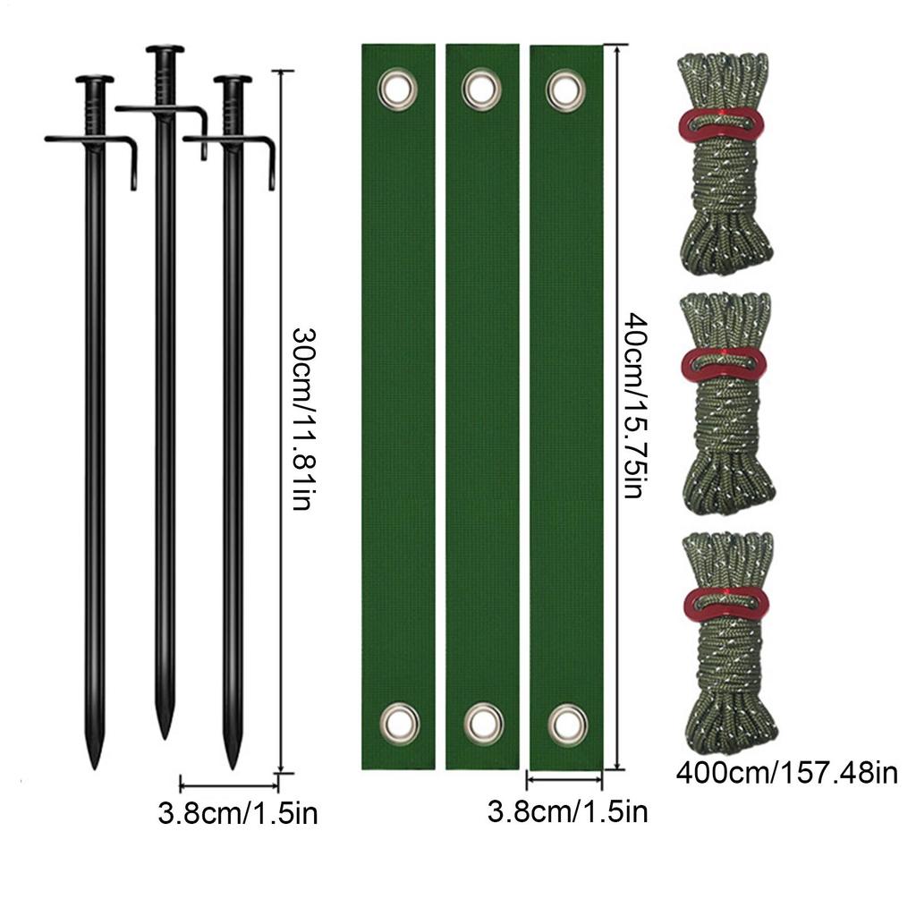 Heavy Duty Tree Stake Kit Metal Tree Stake With 3 Tree Straps And Ropes Tree Support Tools Leaning Trees Protection Stake Kit