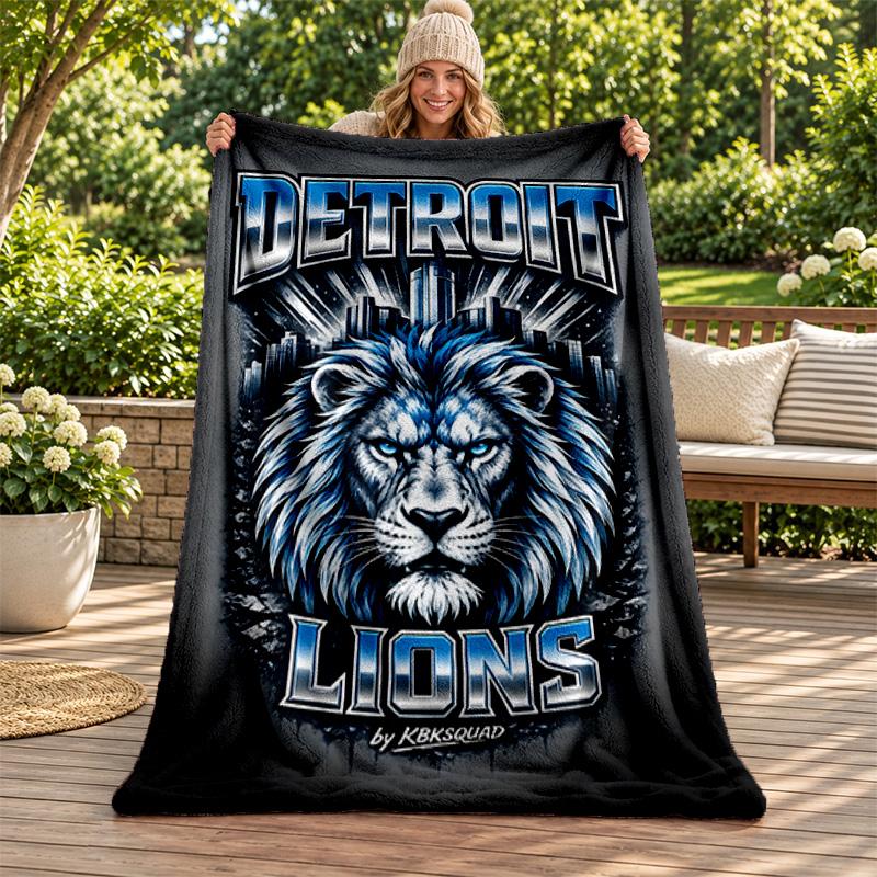 Detroit Lions blanket Flannel Blanket Soft Cozy Plush Throw for Sofa Bed Lightweight Home Decoration Gifts for Christmas various holidays
