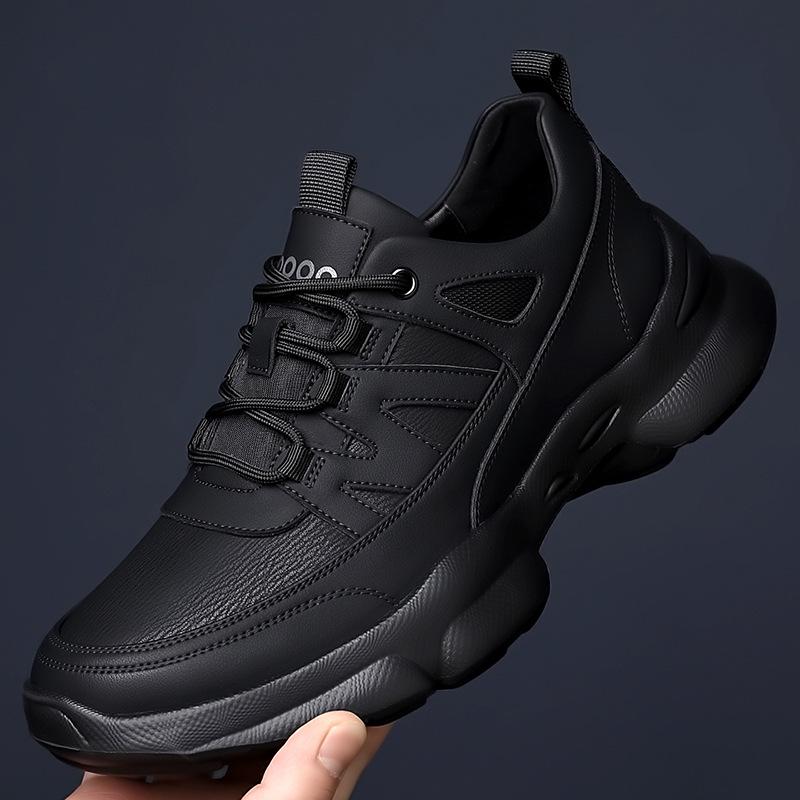 2025 Autumn Sports Casual Mesh Shoes: Breathable Black Leather for Men & Women