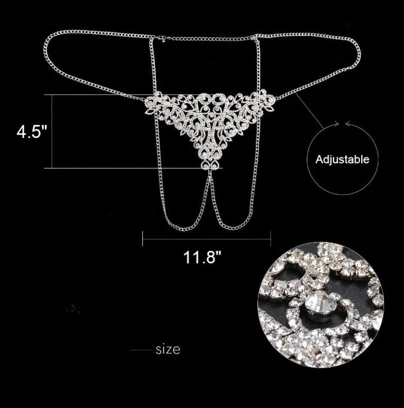Sexy Rhinestone Chain Body Lingerie Set Heart Body Jewelry for Women Fashion Bikini Underwear Bling Crystal Bra Thong #0699