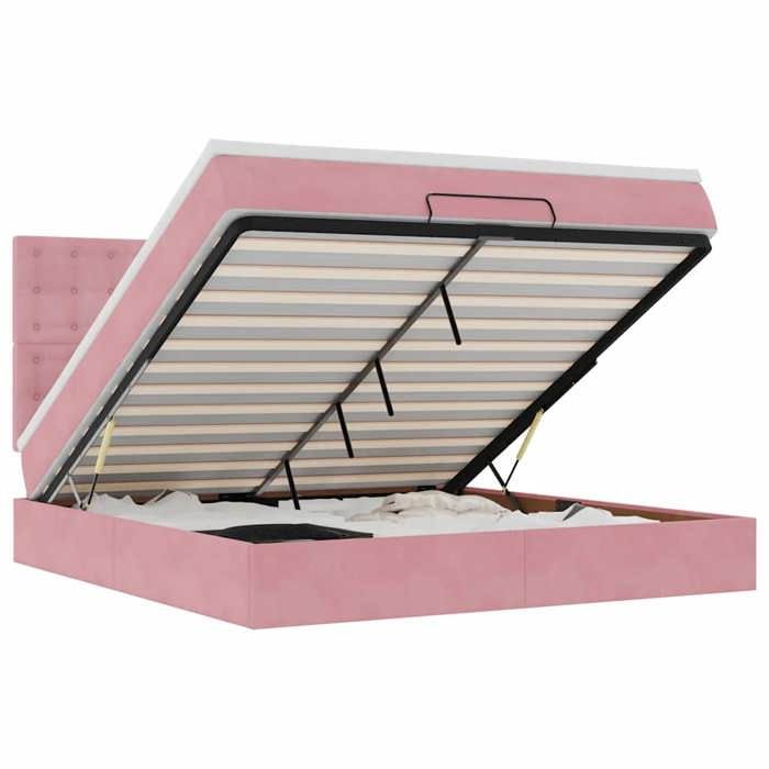 Ottomanisches Bettgestell - Maison Exclusive - Rosa Samt - 180x200 cm - Hydraulischer Stauraum
