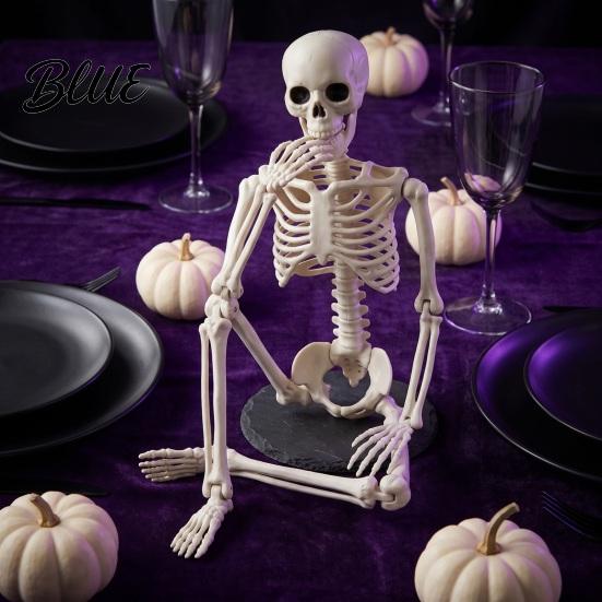 Compact Halloween Figurines for Tables Realistic Skeleton Figure, 40cm Posable Joints Hanging Skull Decoration, Weather Resistant Ornaments