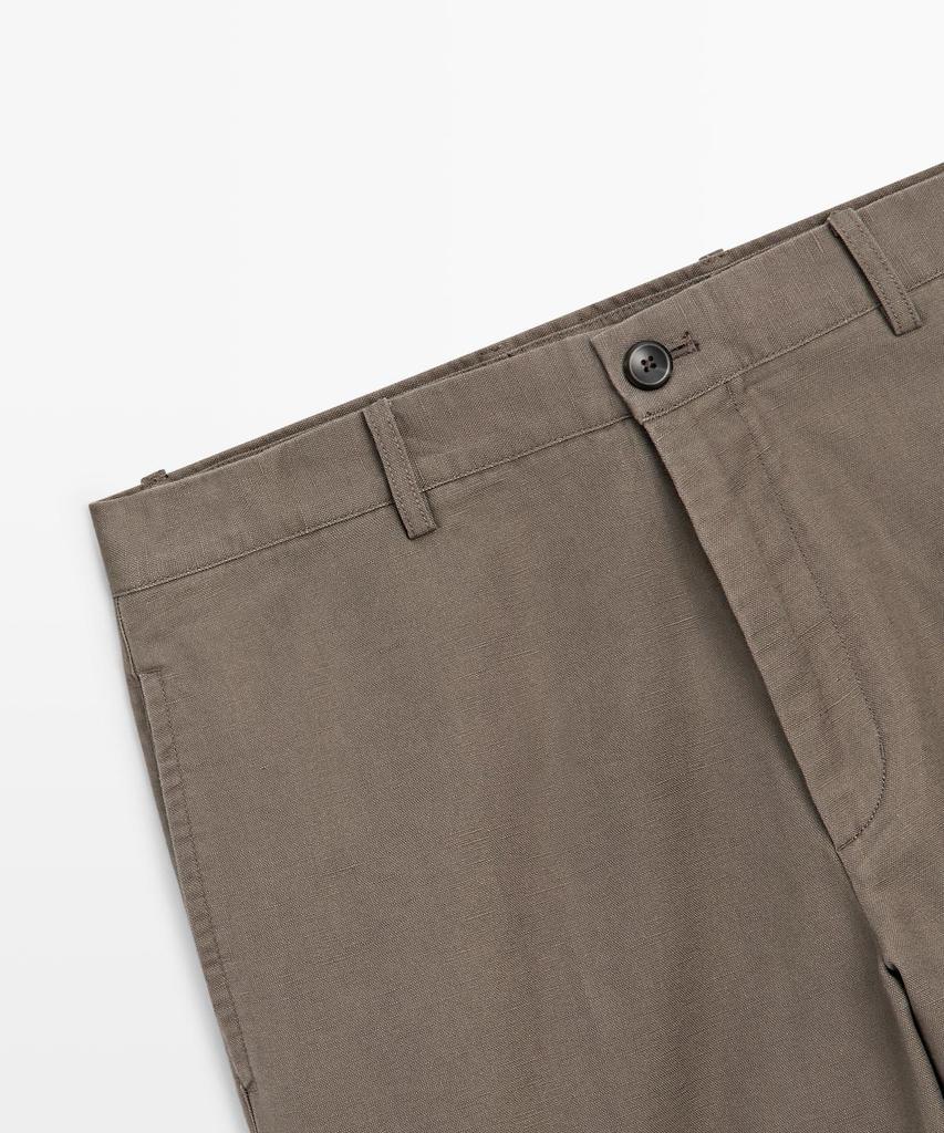 Masimodutti Cotton Linen Tapered Fit Pants