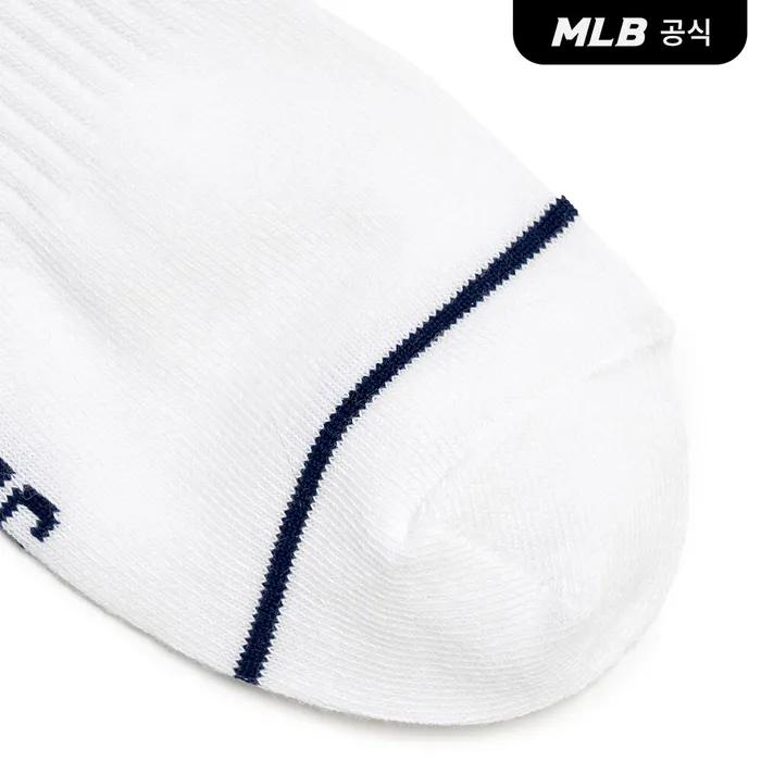 MLB Striped Small Logo Ankle Socks 3-Pair Set MLB (Beige)