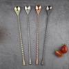 Long Bar Spoon Stainless Steel Cocktail Stirring Mixing Spoon Spiral Pattern Cocktail Stirrers for Bartender Home Use