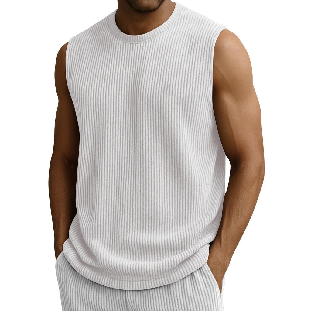 Men's Summer Solid Color Stripe Sports Vest Men's Sports Casual Vest
