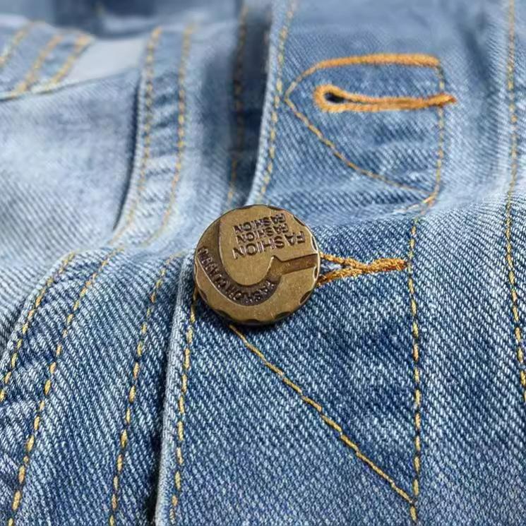 Large Size Slim Trend Men's Denim Vest Men's Light Blue Vest Waistcoat Ripped Denim Vest