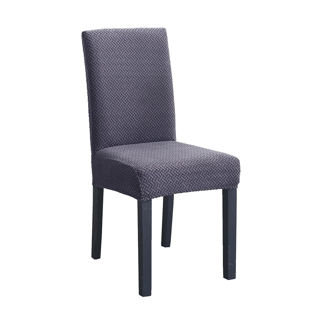 Jacquard Knitted Stretch Removable Dining Chair Cover Slipcover Gray