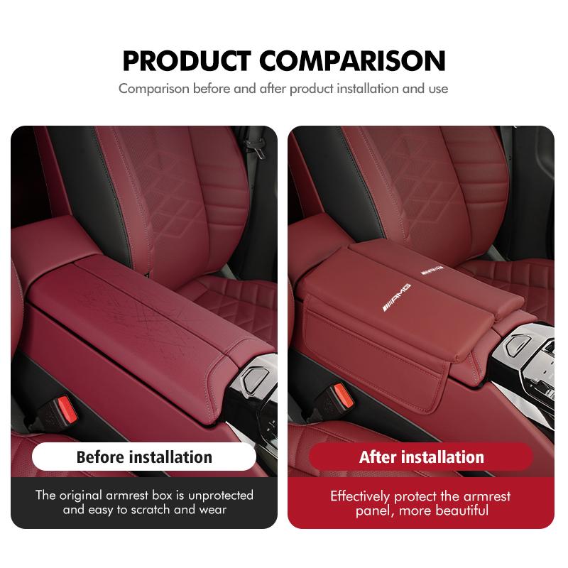 Car Armrest Cushion Anti Scratch Protection Cover Storage Pocket For Mercedes Benz AMG C180 C300 W124 W176 W177 C200 C260 GLC