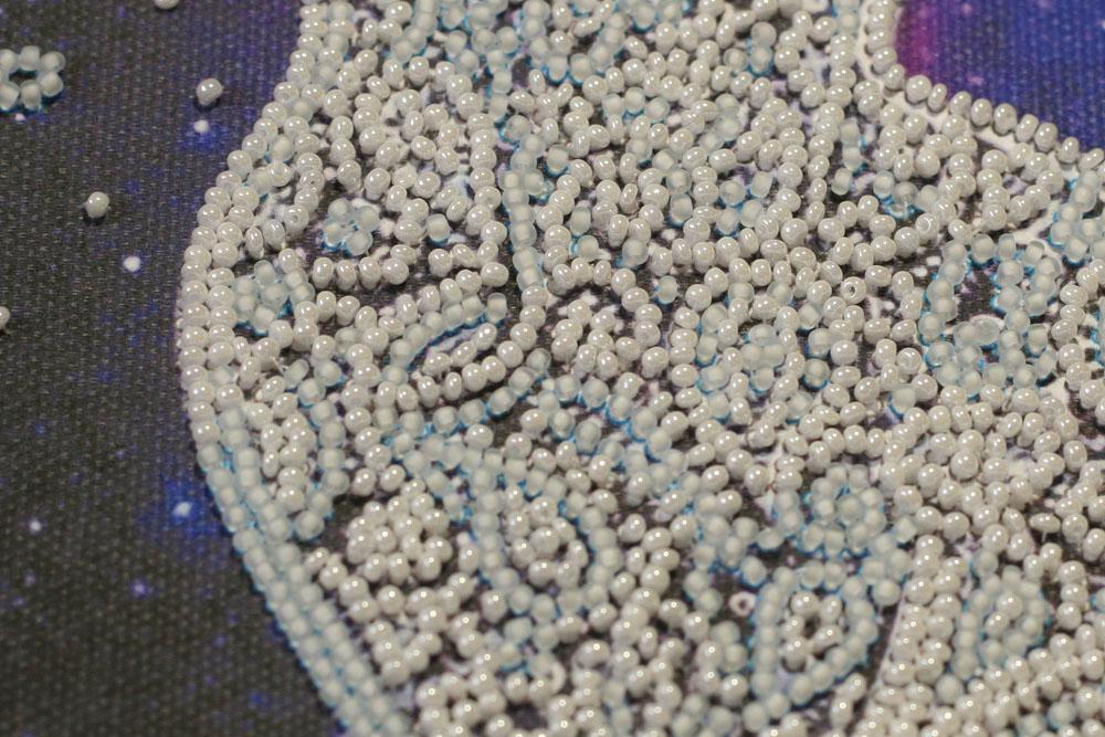 Midi Set for Embroidery with Beads On Natural Artistic Canvas Abris Art Cat Family