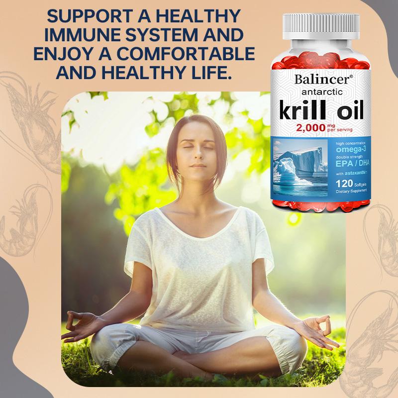 Antarctic Krill Oil 2000mg Softgels Omega 3 Epa Dha Astaxanthin Pack 120 Count