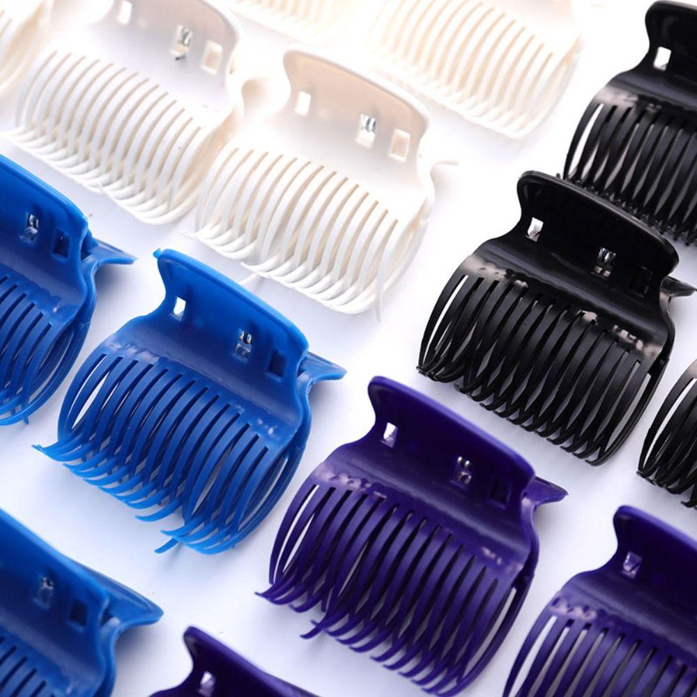 12pcs/set White Hair Dye Perm Insulation Clips Black Hot Roller Super Hair Curler Claw Clamps  Salon