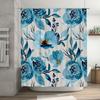 Beautiful Blue Floral Shower Curtain with Fresh Watercolor Design Perfect Bathroom Decoration