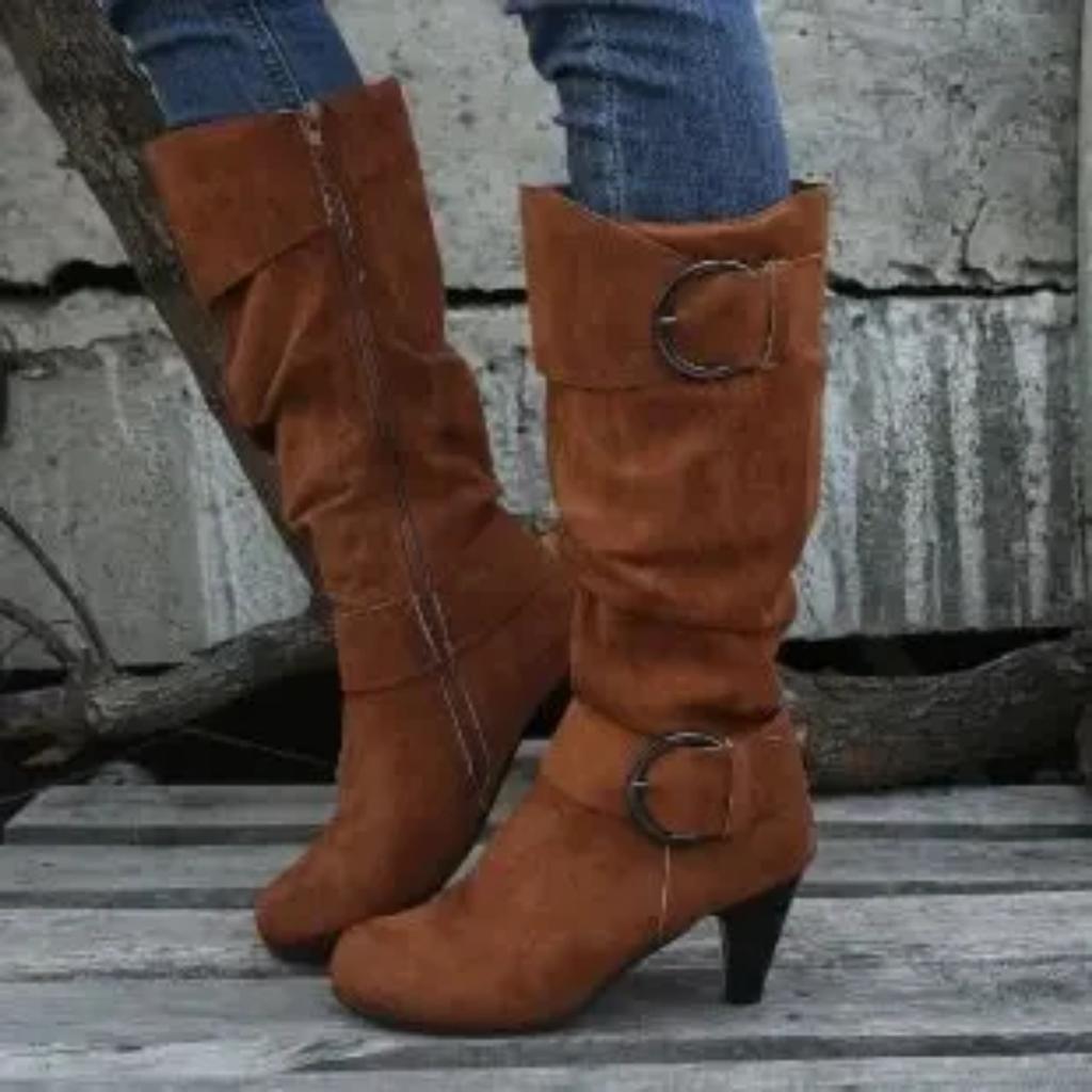 Kniehoher Reißverschluss Moderne Damenstiefel Damenschuhe Hochwertige Neue Spitzschuh Einfarbig Englischer Stil Mode Lässig Übergröße 43