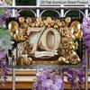 2D Flat, 1pc "70th Happy Birthday" Gold Balloon Aluminium Plaque Sign 12x8 Inch - Black & Gold 70th Birthday Design, Metal Wall Decor for 70th