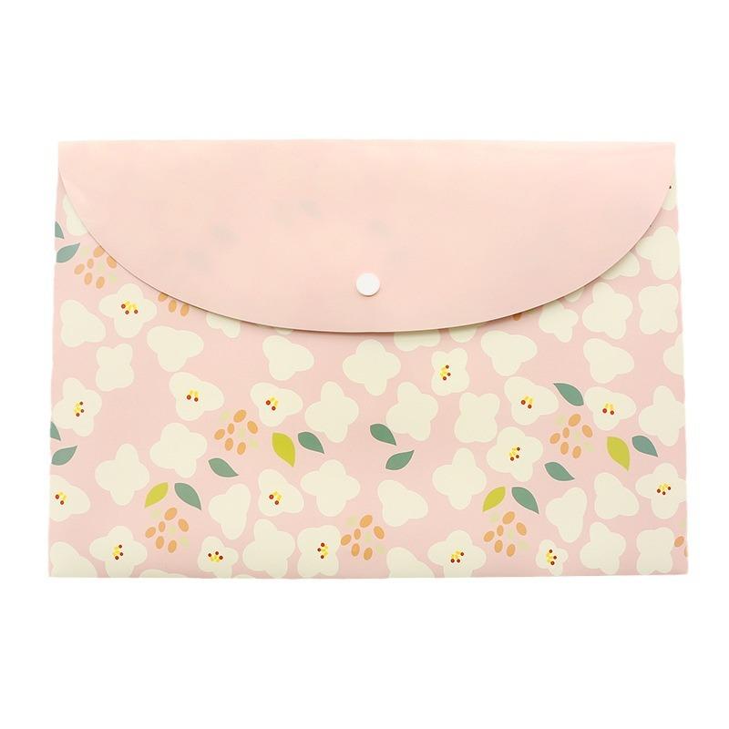 Fashionable and Cute Folder Cartoon Horizontal File Bag A4 Snap Document Bag File Bag PP Waterproof Storage Bag