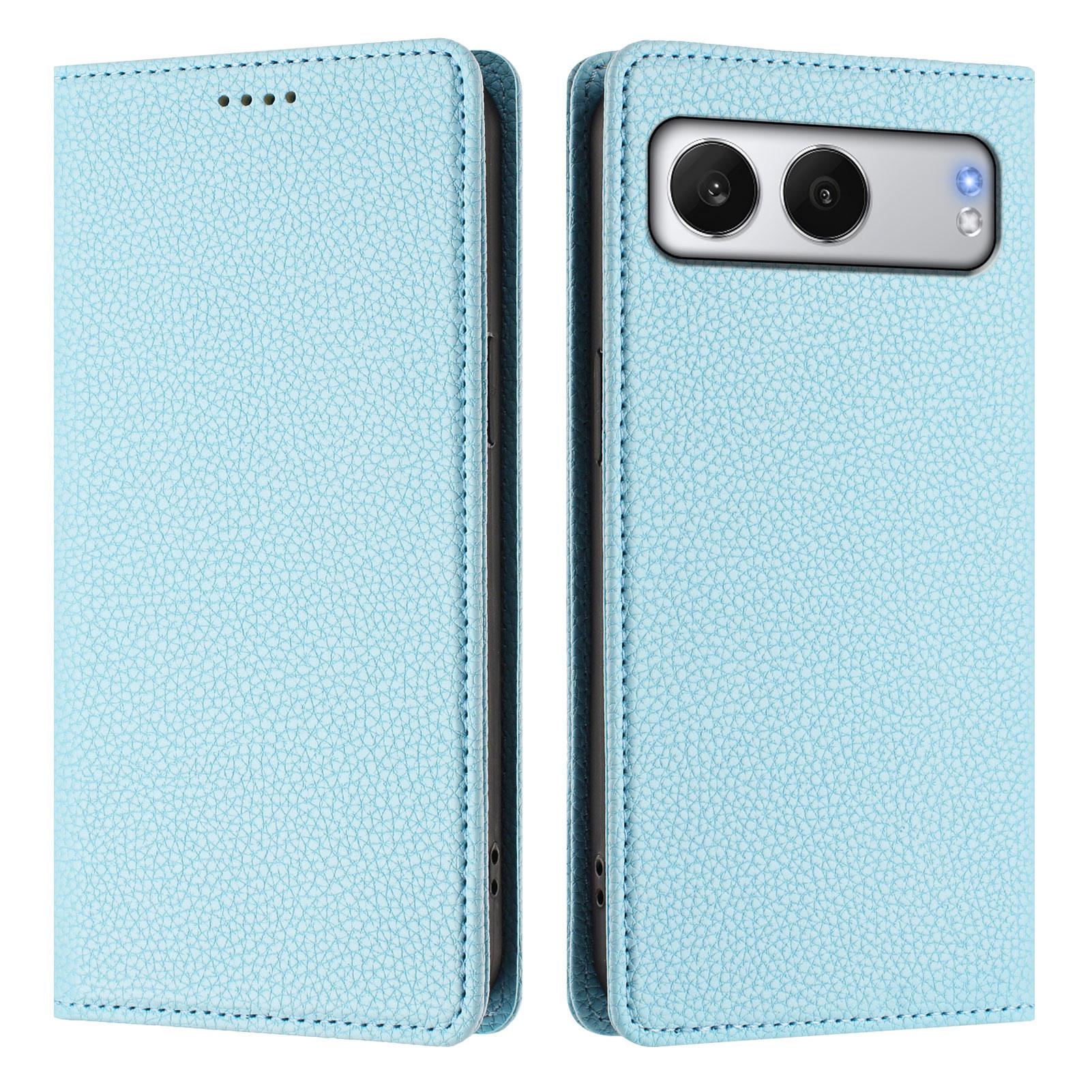 

For OnePlus Nord 4 Wallet Case RFID Blocking Litchi Texture Leather Mobile Cover Baby Blue