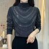 Autumn/Winter Stylish Heavy-Duty Slimming Semi-High Collar Long-Sleeve Top for Middle-Aged and Elderly Women