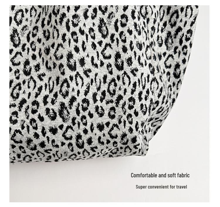 Korean Retro Leopard Print Nylon Tote Bag - Large Capacity, Casual Versatile Shoulder Bag