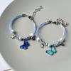 Stylish Alloy Butterfly Beaded Bracelet Anklet with Colorful Adjustable Woven Rope for Women Girls Birthday Parties