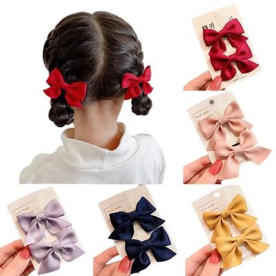 2 Stück/Set Solide Schleife Haarspangen Für Mädchen Süßer Haarschmuck Kinder Haarnadeln Haarspangen Haargreifer Kinder Mode Haaraccessoires