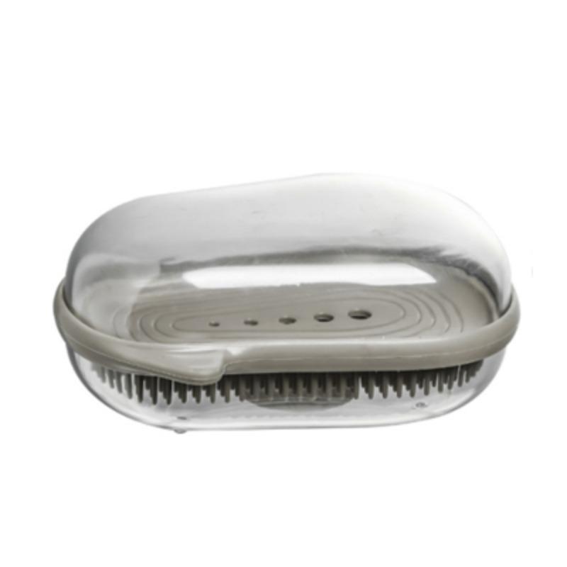 

Двухслойная мыльница для ванной с щетками Многофункциональная чистящая щетка Сливной держатель для мыла Поддон для хранения мыла в сухости чёрный