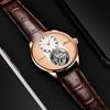 Zegarek mechaniczny HAOFA z tourbillonem, 8 tarcz, zabytkowe drewno, ultracienkie szkło szafirowe, pasek ze skóry naturalnej, luksusowy stylowy szkło szafirowe