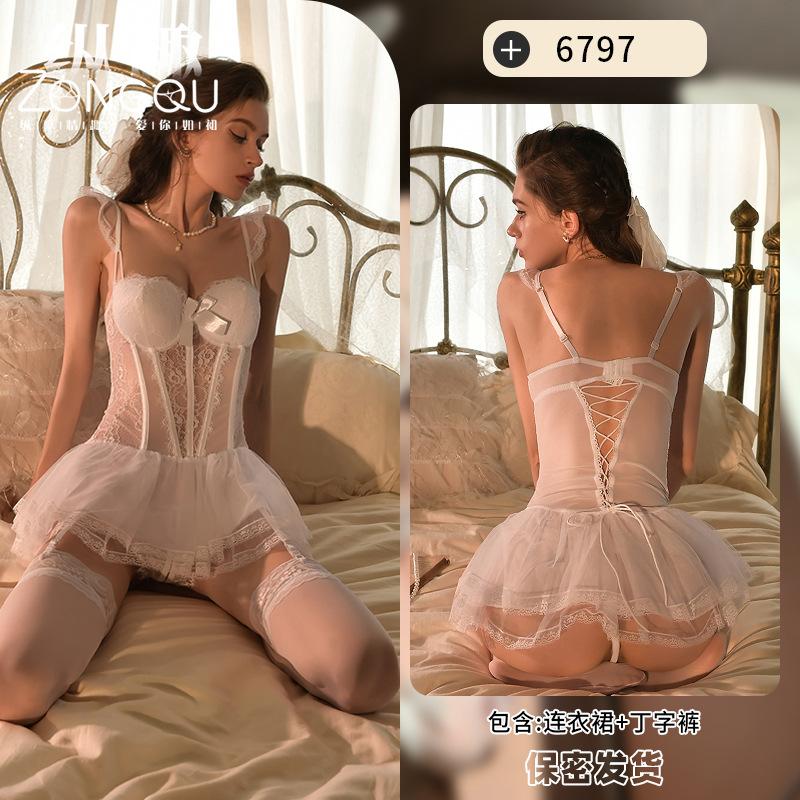 Sex Underwear, Sexy Lace, Perspective Fish Bone, Slim Fit, Suspender Skirt, Small Chest, Big Uniform Temptation 6797