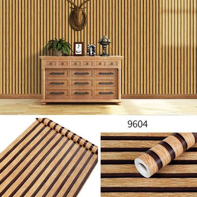 PVC Self-adhesive Wall Stickers 45cm Big Roll Home Decoration Background Wall Desk Cabinet Wallpaper Wood Stripes Waterproof