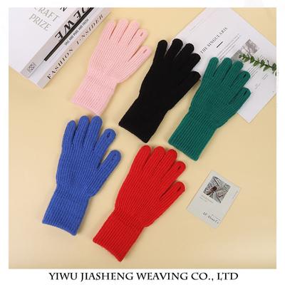 Nuovi Guanti in Lana Lavorata a Maglia Monocolore della Corea del Sud per Donna In Inverno, Guanti Lunghi Mignon e Caldi con Guanti Touch Screen