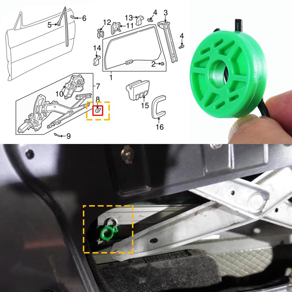4Pcs Front Green Power Window Regulator Guide Roller Clip For Volvo 850 1993 - 1997 S70 V70 1998 - 2000 Automotive Goods 4493433