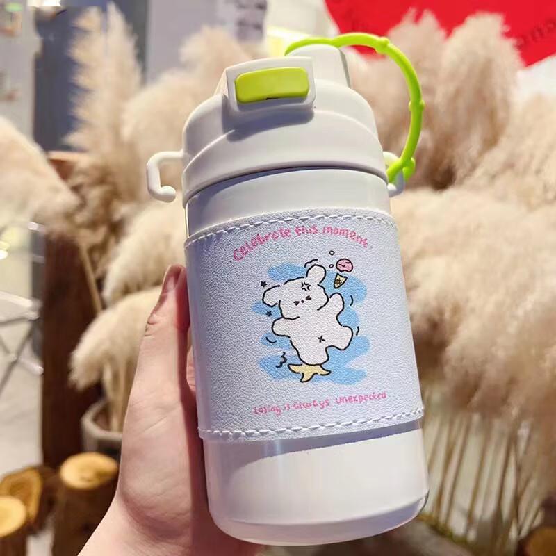 MRSIKEY 316 Stainless Steel Dual-Drink Insulated Straw Cup, 500ml