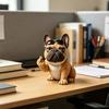 Funny Middle Finger Bulldog Statue Resin Cute Animal Figurine for Desktop Office Car Decor Gag Gifts for Dog Lovers