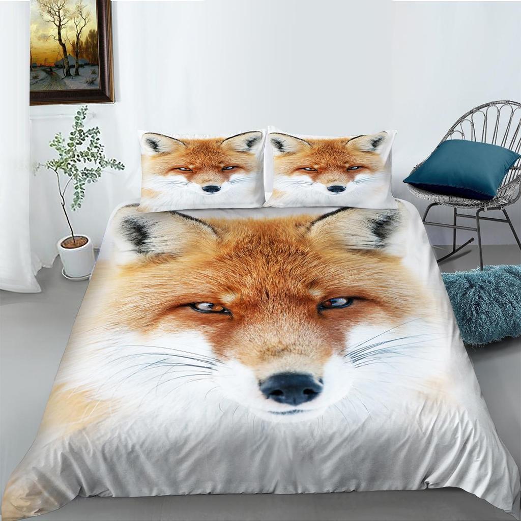 3D-Digitaldruck-Bettwäsche-Set, Bettbezug und Kissenbezug, Einzelbett, Doppelbett, große Tiermuster-Bettwäsche mit Reißverschluss, saubere, bequeme Bettwäsche