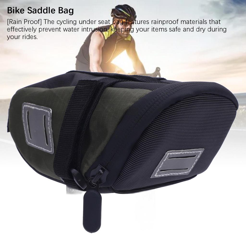 Bike Saddle Bag 1.3L Capacity Rainproof Hard Wearing Cycling Under Seat Pouch for Mountain Road Bike Green