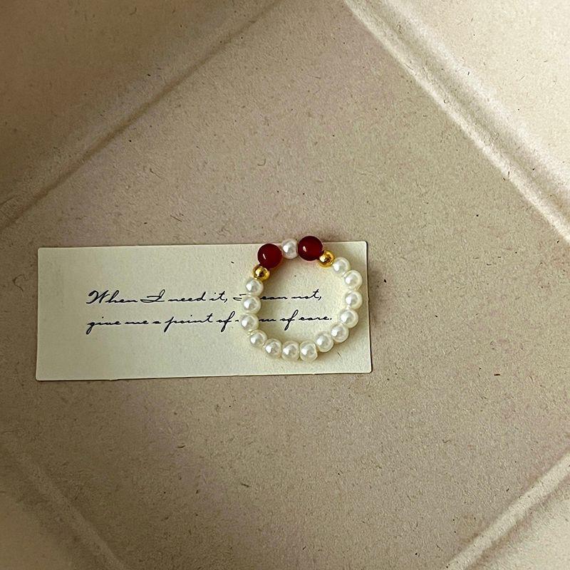 Color crystal beaded ring  niche design sense high-end finger ring light luxury temperament all-match ring accessories