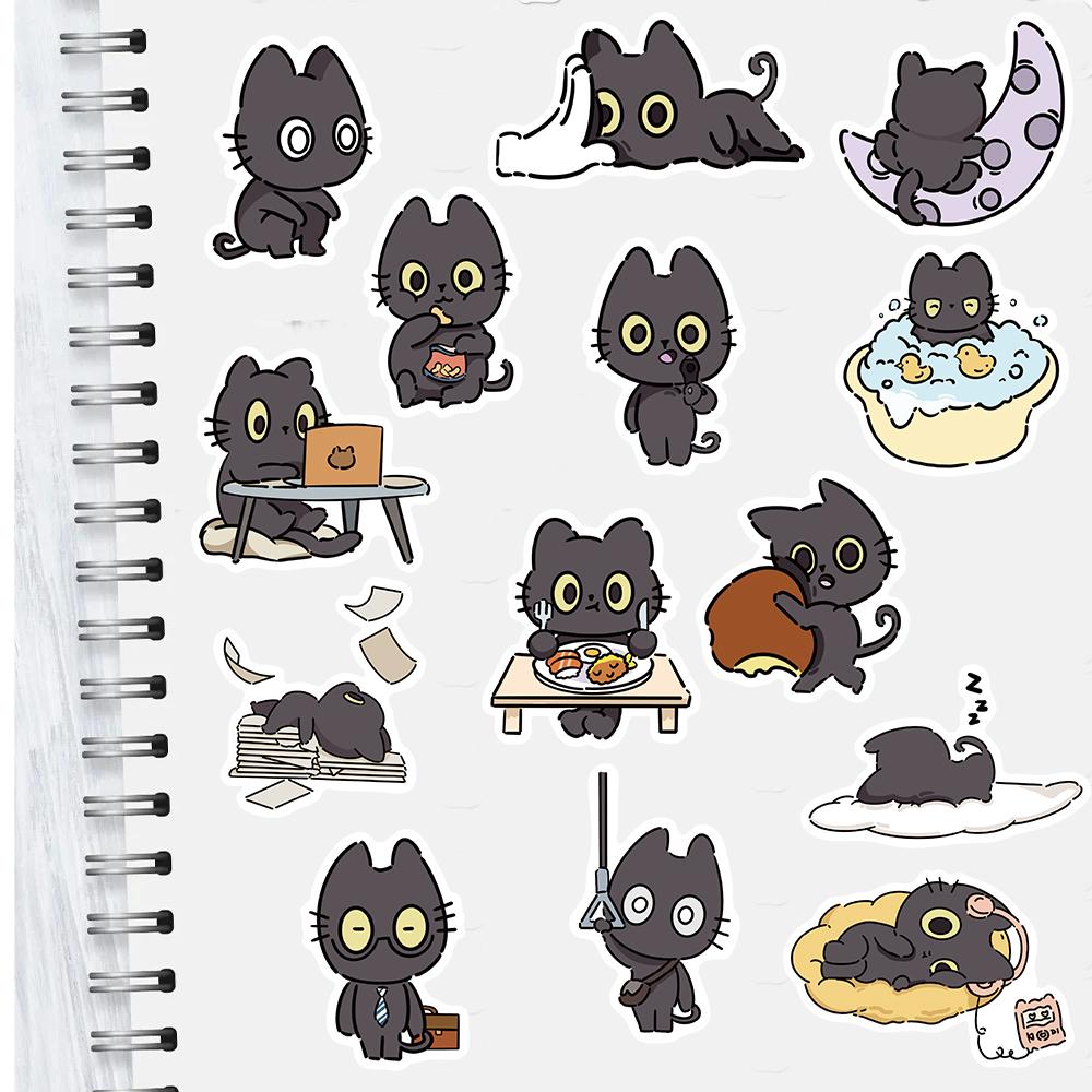 50PCS Naughty Little Black Cat Sticker Harajuku Skateboard Decorative Laptop Luggage Scrapbooking Waterproof Art Decals Sticker