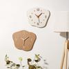 Danmukeji Wall Natural Solid Wood 3D Continuous for Home Living Interior Gift Wood Clock, Wooden, Stylish, Nordic, Silent, Flower-Shaped, Frameless,