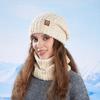 Winter Hat Scarf Set Women's Outdoor Velvet Warm Knitted Hat Ear Protection Head Wool Hat